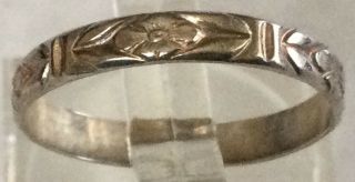 Gorgeous Vintage Estate Antique Sterling Silver 925 Floral Band Ring Sz 6.  5 Ay49