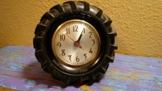 Vintage Rare Miller Tires Gas Oil Advertising Clock,  Movement By Sessions,