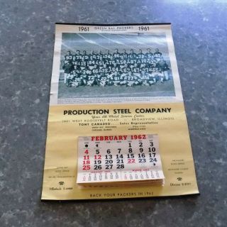 Extremely Rare 1962 Green Bay Packers Calendar With 1961 World Champions Photo