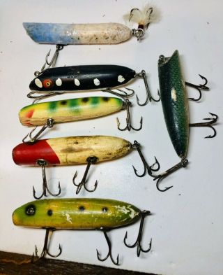 (6) Vintage Bass Oreno Fishing Lures - 3 1/2 " To 4 1/8 "
