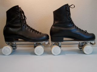 Vintage Riedell Red Wing Roller Skates Mens Size 10,  Black Excalibur Wheels Rare