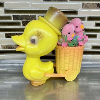 Vintage Easter Soft Plastic Blow Mold Chick Rare Anthropomorphic Duck Kitschy