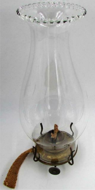 Antique No.  1 P&a Eagle Kerosene Lamp Burner,  Pie Crust Top Clear Glass Chimney