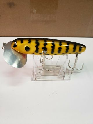 Vintage Fred Arbogast Musky Jitterbug - Unfished Yellow Fishing Lure