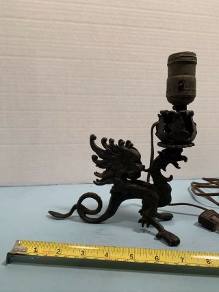 Rare Antique Victorian Cast Iron Dragon Candle Holder/lamp
