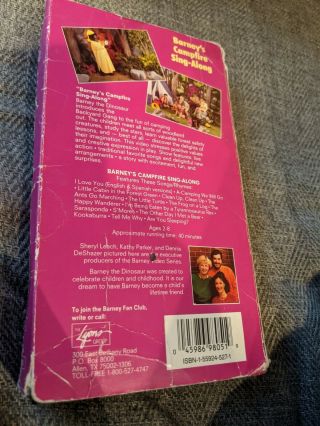 Barney ' s Campfire Sing - along VHS Movie VCR Video Tape RARE 2