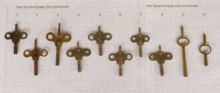 1x Double Vintage Antique Clock Key Sizes In The 1mm 