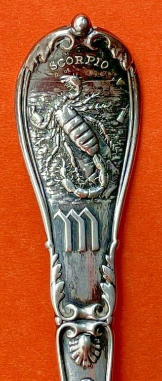 Big 5 - 7/8” October Birthmonth Zodiac Sterling Silver Souvenir Spoon By Gorham