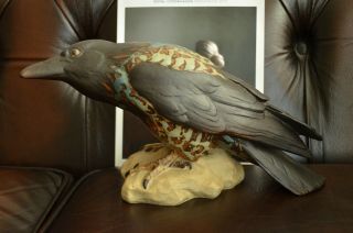 Rare Bing & Grondahl Crow 1714 Bird Figurine By Dahl Jensen Made In Denmark B&g