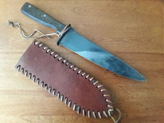 Vintage Fighting Survival Hunting Knife Dagger W/ Case 10 In Blade Eterna Japan