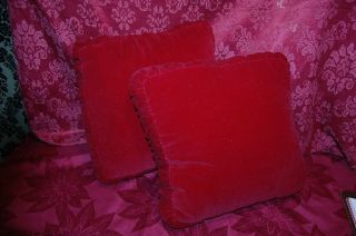 Throw Pillow Deep Burgandy Velvet 16 " X16 " Square Set Of 2 Vintage