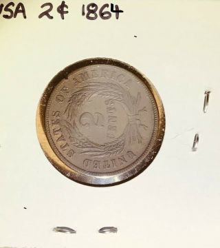 Rare 1864 U.  S.  " Civil War Era " Two - Cent Piece Coin Motto In God We Trust