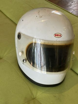 Vintage Early 1970s Bell Star Helmet / Rare " Small Window " Large 7 1/2 White