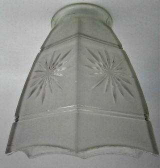 Antique Frosted Glass Pendant Lamp Shade 2 1/4 " Fitter Cut To Clear Starbursts