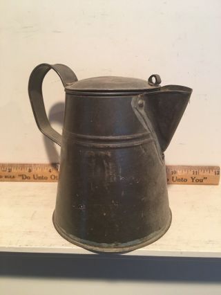 Primitive Antique Tin 6 " Coffee Pot With Soldered Seams Surface Aafa