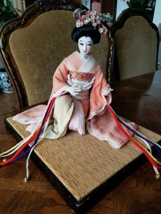Vintage Oriental Japanese Chinese Asian Fabric Geisha Doll