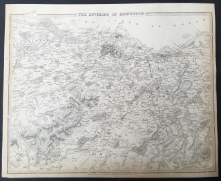 1838 Sduk Antique Map Plan Of The City Of Edinburgh & Environs