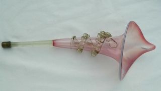 Victorian Epergne Horn Cranberry Opalescent Vaseline Applied Rigaree Antique