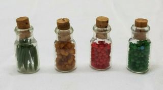 Vintage Dollhouse Doll House Miniatures Food Jar Bottle Kitchen Glass Canisters