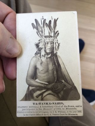 Rare 1860’s Cdv Photo Of A Sioux Native American Indian Chief Wow