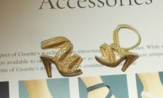 Vintage Madame Alexander Cissette 10 " Doll Gold Heel Shoes,  Heels 1950s