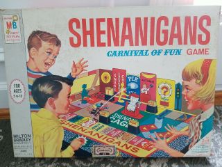 Vintage 1966 Milton Bradley Shenanigans Carnival Of Fun Board Game Rare Toy Mb