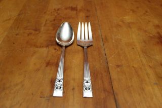 Oneida Community Silver Plate Coronation Serving Spoon And Cold Meat Fork Guc