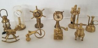 Vintage Solid Brass Dollhouse Miniatures (holland) Ship Wheel Lantern Poke Clock