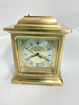 Antique Style,  Brass And Beveled Glass,  Seth Thomas Empire Clock Table Clock