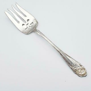 Antique Community Art Nouveau Silver Plated Serving Fork 1904 Fleur De Luce Iris
