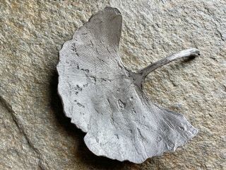 Don Drumm Signed Ginko Leaf Pewter Dish,  5 X 4.  5 In,  Rare,  Retired Design