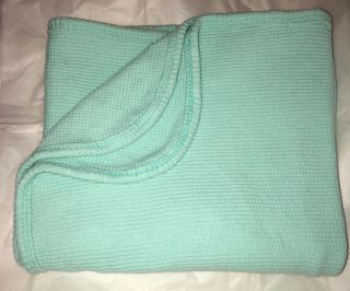 Vintage Curity? Thermal Knit Baby Receiving Blanket Turquoise Waffle Weave Exc