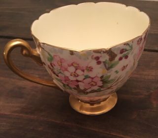 Shelley Maytime Chintz Ripon Shape Cup Only Gold Trim Rare Pale Yellow Interior