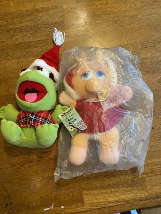 Vintage 1988 Mcdonald’s Muppet Babies Baby Miss Piggy Kermit Frog Plush Toys
