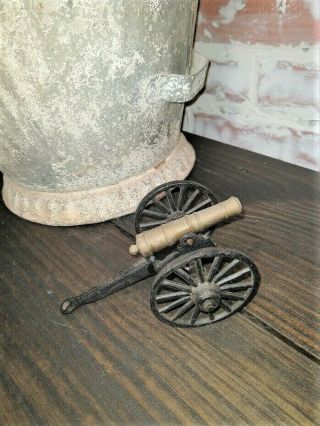 Antique Brass/ Cast Iron Toy Cannon Small 6 "