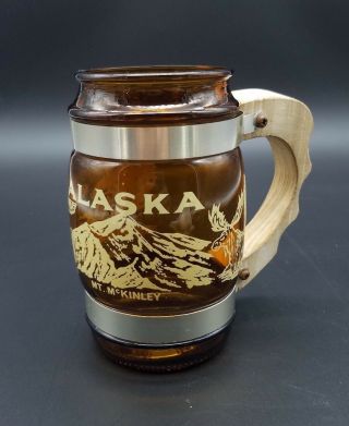 Rare Vintage Siesta Ware Alaska Mt.  Mckinley Amber Glass Mug