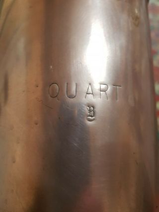 Victorian ? Copper Quart Tankard,  Verifications Mark