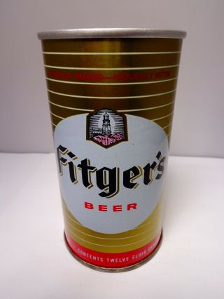 RARE FITGER ' S STRAIGHT STEEL ZIP TAB BEER CAN TEST CAN DULL GOLD 3
