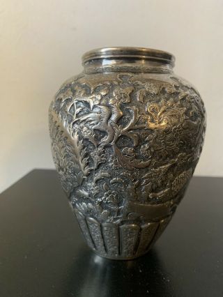Antique Persian Silver Vase Hallmarked Very Rare Design 5