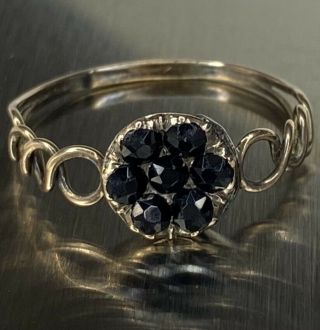 Rare 1800’s,  Antique 9k Gold Garnet Cluster Ring Back Georgian Old