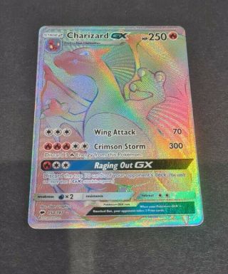 Pokemon Card Charizard Gx Burning Shadows 150/147 Rainbow Rare Fullart