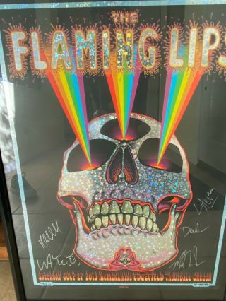 Rare Emek Flaming Lips Poster Signed By Entire Band Star Foil Variant Troutdale