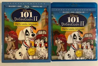 Disney 101 Dalmatians Ii Patchs London Adventure Blu Ray Dvd,  Rare Slipcover