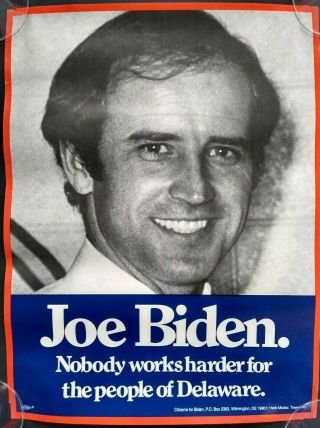 Rare 1978 President Joe Biden Senate Campaign Poster Delaware Democrat