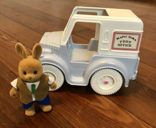 Vintage 1988 Tonka Maple Town Mail Truck & Papa Rabbit Figure - Calico Critters