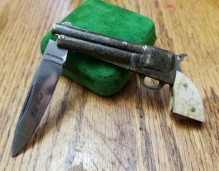 Vtg Rare Parker Cutlery Co Japan Bone Wild West Pistol Folding Pocket Knife