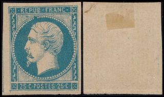 France 1853 - 1861,  Napoleon Iii,  25c Val Fournier Forgery Rare Stamp N914