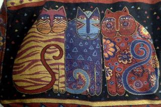 Laurel Burch Rare Large Overnight Tote Bag Cats Tapestry Woven Handbag