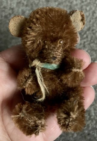 Rare Antique Vintage 2.  75” Limb Mohair Jointed Teddy Bear Toy German Cute