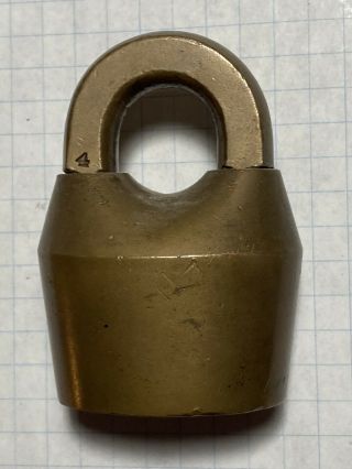Brass Scandi Padlock No Key,  2 3/8” In Length,  Lock,  Antique